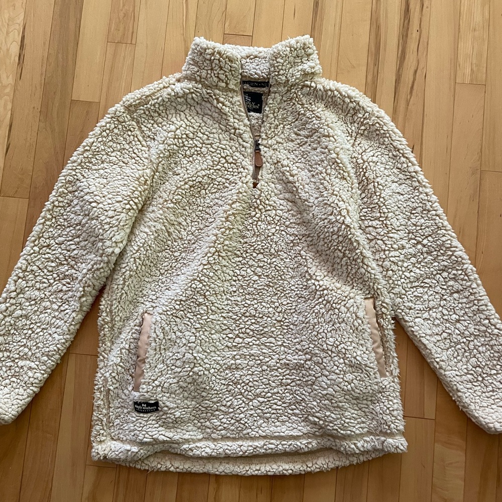 Simply Southern White Fuzzy Pullover